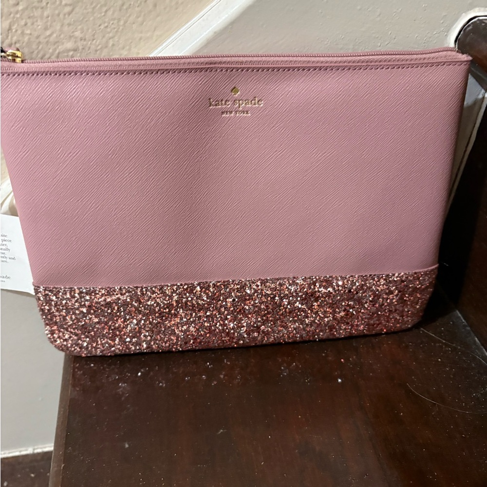 kate spade Pink Glitter Bottom Cosmetic Pouch